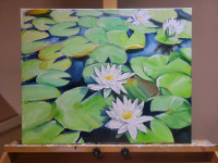 Oil painting "Water lilies" / tableau a l'huile