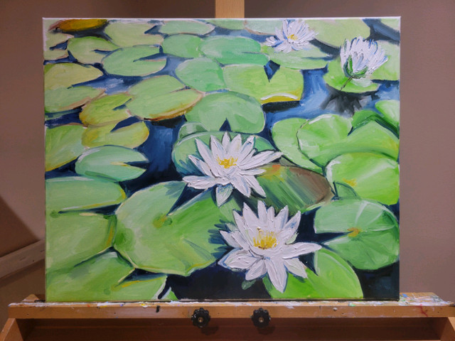 Oil painting "Water lilies" / tableau a l'huile dans Art et objets de collection  à Ouest de l’Île