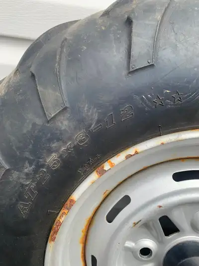 Set of Atv rims and tires came off a Yamaha Kodiak 2 tires are 25x10-r12 2 tires 25x8-r12 $300