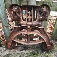 3 SUPERB VINTAGE HAY TROLLEYS INDUSTRIAL LIGHT DECOR CAST IRON