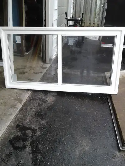 NEW 66 1/2"w X 34"h VINYL SINGLE SLIDER WINDOW, View more