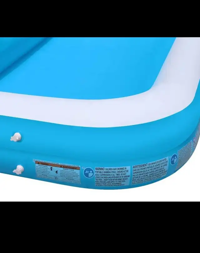 Inflatable Swimming Pool – 120" x 72" x 18" Sturdy and Safe for  in Patio & Garden Furniture in Hamilton - Image 7