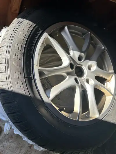 18 Inch Rims + Tires - 225/55 R18 (set of 4) OEM Porsche Rims (good condition) + Winter Tires (low t...
