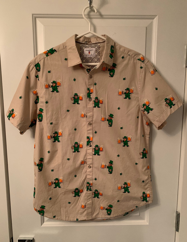 St. Patrick’s Day Pattern Button Up Shirt - Size L in Men's in Winnipeg