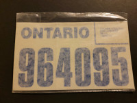 Vintage Ontario Snowmobile Licene Plates in sealed bag