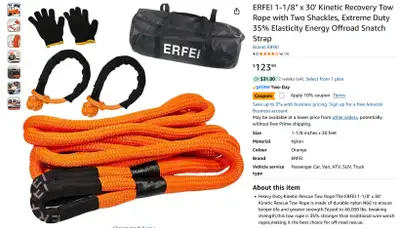 Kinetic Recovery Tow Rope, View more