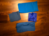 Royal blue tablecloths , napkins and runners