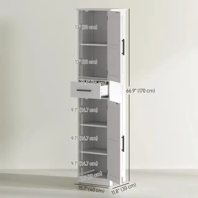 67" Tall Bathroom Cabinet, Narrow Bathroom Storage Cabinet with in Storage & Organization in Markham / York Region - Image 4