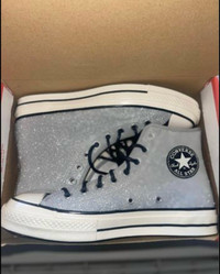 Converse Silver Glitter High Tops - Brand New