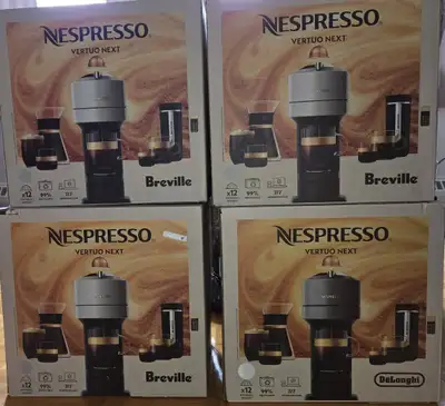 Brand new Nespresso VERTUO NEXT coffee machines for sale! 4 Breville - GREY 4 DeLonghi - DARK GREY $...