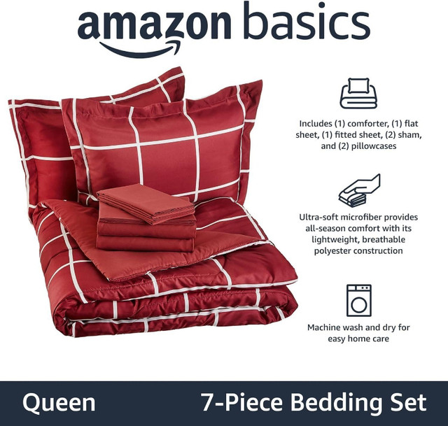 Lightweight Microfiber 7 Piece Bed-in-a-Bag Queen Comforter in Bedding in Burnaby/New Westminster - Image 2
