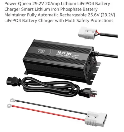 Power Queen 29.2V, 20Amp, Lithium LifePO4 battery charger with multi safety protections Look at my o...