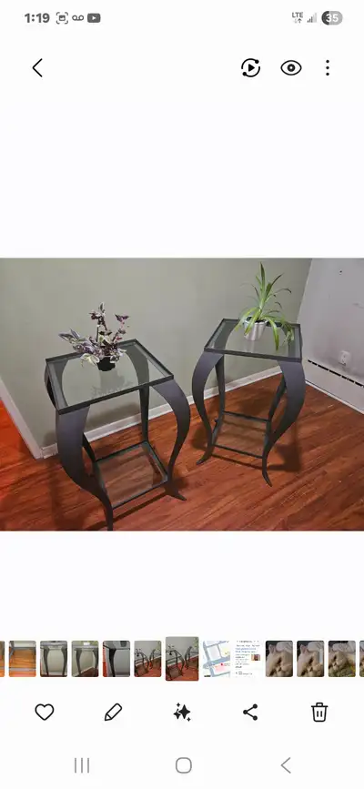 solid steel, 2 tier glass top metal tables, View more