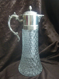 Vintage silver and cut glass carafe decanter carafe verre arge