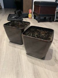 Square Plastic Planter with Rounded Edges (set of 2) 8.5x8.5x8”