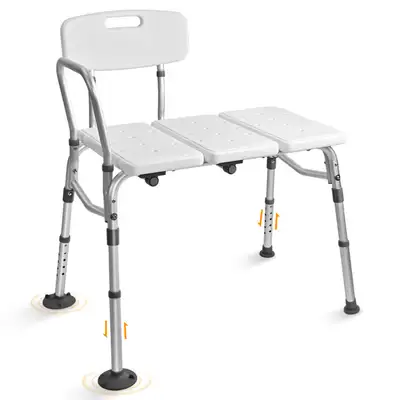 LIVINGbasics Transfer Bench for Tub, Bathtub Bench for Seniors, 5-Level Adjustable Height. Never use...