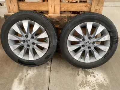 205/55/16R, 5 bolt, missing one hub cap, has lots off thread left still. Want them gone.