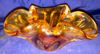 Vtg Lorraine QC Canada Handcrafted Glass Art Splash Bowl