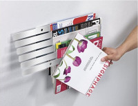 Metal wall-mount magazine rack
