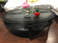 Oval Glass Coffee Table in dark Brown