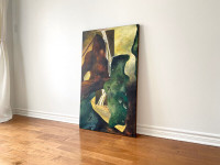 Oeuvre d'art abstraite, peinture acrylique, toile 27 x 45 pouces