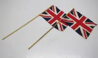 Pair of Vintage Celebration Union Jack Flags on Sticks