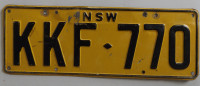 EX-RARE VINTAGE NEW SOUTH WALES AUSTRALIA LICENSE PLATE KKF-770