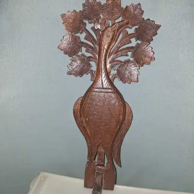 Hand Carved Wood Peacock Wall Decor, View more