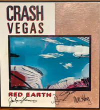 Crash Vegas Band Signed "RED EARTH" DEBUT LP FLAT ONLY-1990