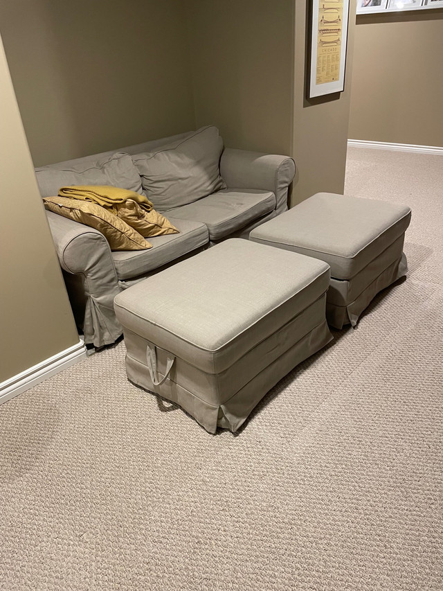TWO SEATER  COUCH AND TWO MATCHING OTTOMANS in Couches & Futons in St. Catharines