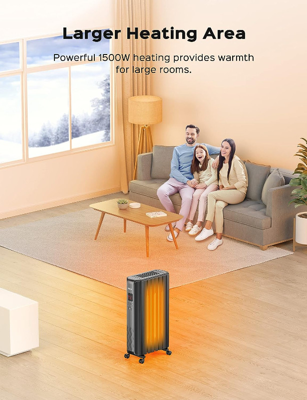 Dreo Radiator Heater, Upgrade 1500W Electric Portable Space Oil in Heaters, Humidifiers & Dehumidifiers in Mississauga / Peel Region - Image 2