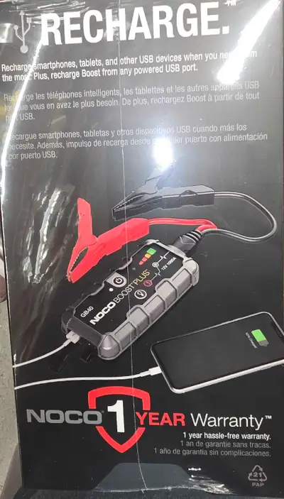 Selling a NOCO Boost Plus GB40 1000 Amp 12-Volt UltraSafe Lithium Jump Starter, in new condition, pe...