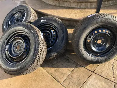 Tires and wheels used for 1 season only. Continental Viking 5 bolt 225/65R 16. From a 2017 Suburu Fo...