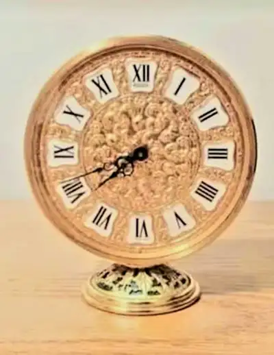 Very Rare, Stunning, Centerpiece , Gold Collectible , Mechanical, Hand Winding Swiss Jaeger Alarm Cl...