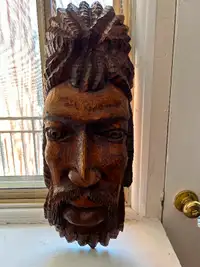 Wood Spirit Face Carving Sculpture