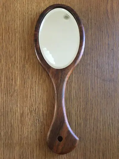Vintage Black Walnut Vanity Hand Mirror, View more