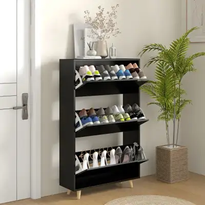 Slim Shoe Storage Cabinet with 3 Flip Drawers and Adjustable She, View more