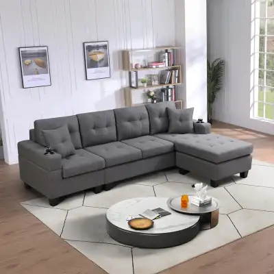 "Maximize comfort in smaller spaces with this sleek 4-seater sectional sofa. Perfect for apartments...