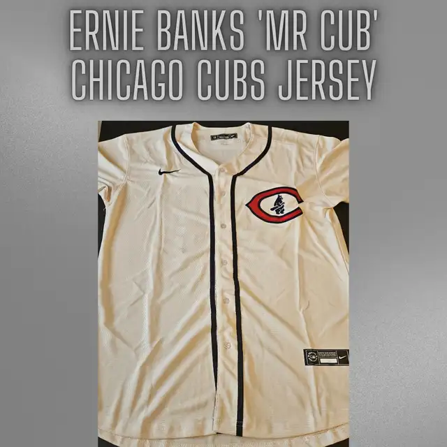 Ernie Banks "Mr. Cub" Chicago Cubs Throwback Jersey Large
