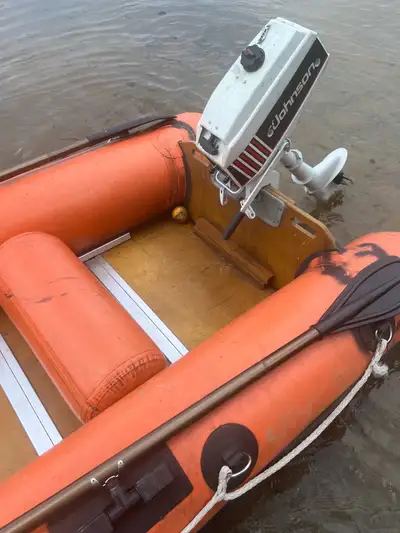Selling my Dynous inflatable boat/dinghy and old school Johnson 2.3 HP outboard motor. Will to sell...