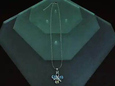 !! 18K White Gold Plated Necklace Made With Swarovski Crystal !!, View more