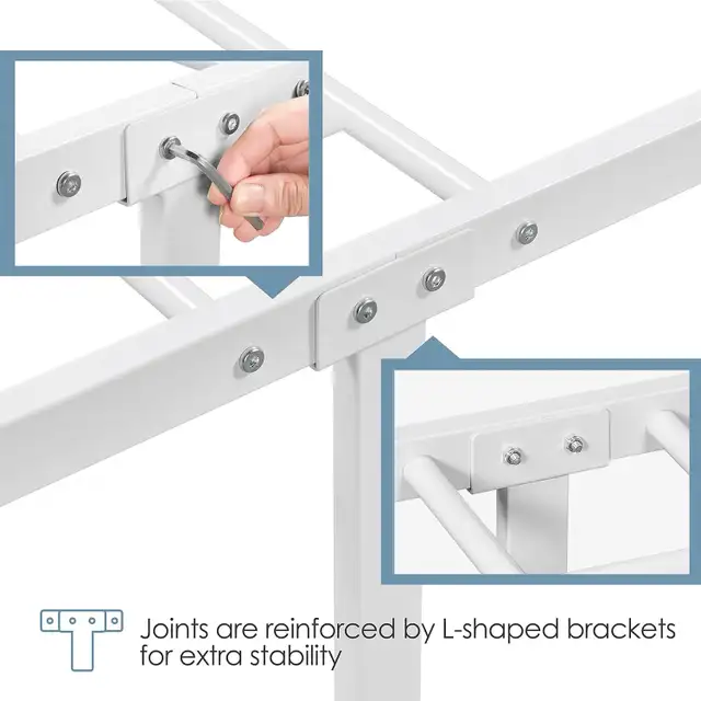 Yaheetech 614232 white Twin Size Bed Frame Metal Platform  in Beds & Mattresses in Markham / York Region - Image 7