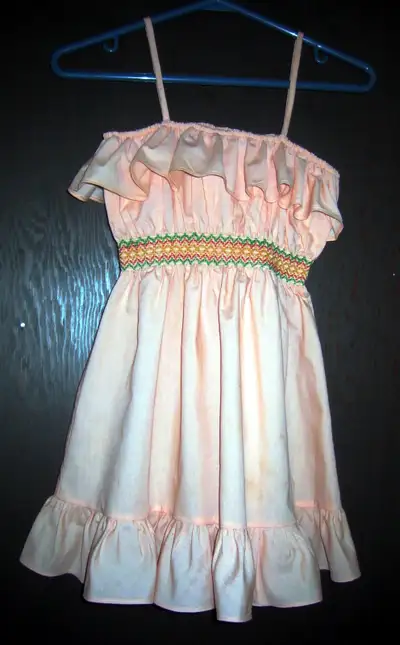 GIRL’S VINTAGE  ORANGE PEACH RUFFLED SUNDRESS Size 6T83, View more