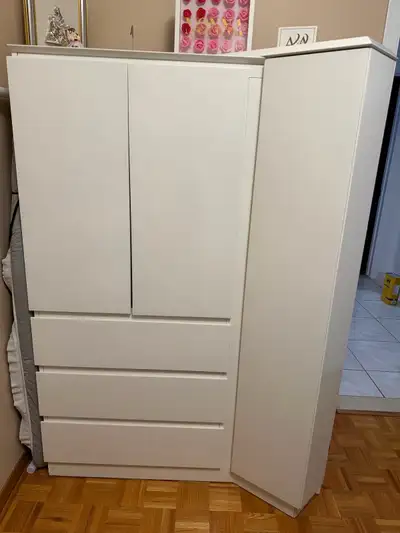 White Wardrobe with Drawers, View more