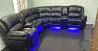 Sectionnel Relax Moderne avec Bluetooth, LED et Recharge USB, View more