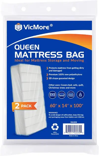 VICMORE 2-Pack clear Queen Size Mattress Storage Bag 60"x100", View more