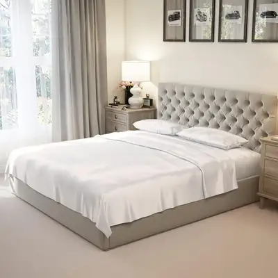 King Silk top Sheet and 2 king pillow cases. Ivory. Deluxe 22 Momme 100% Pure Mulberry Charmeuse Nat...