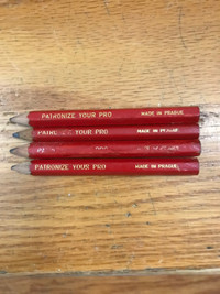 4 Vintage Red Golf Pencils - Made in Prague