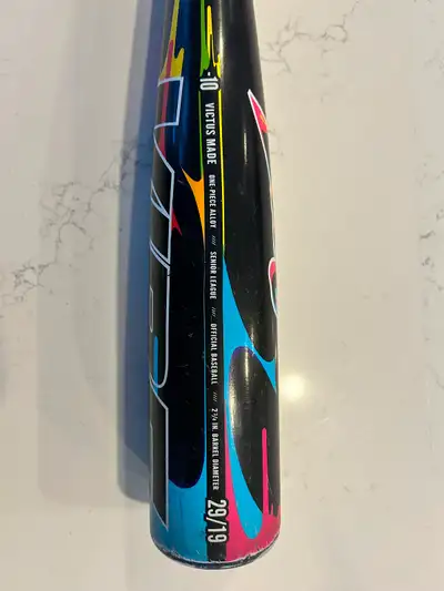 The Victus Vibe (-10) Baseball Bat, a premium one-piece aluminum bat designed for young ballers crav...