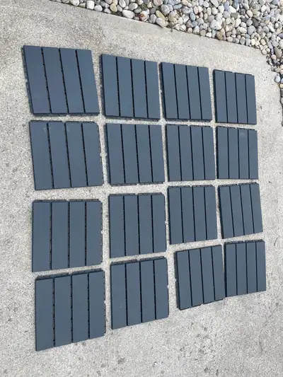 Ikea patio tiles (x16) that have never been used outdoors. Indoor use only and recently washed down,...